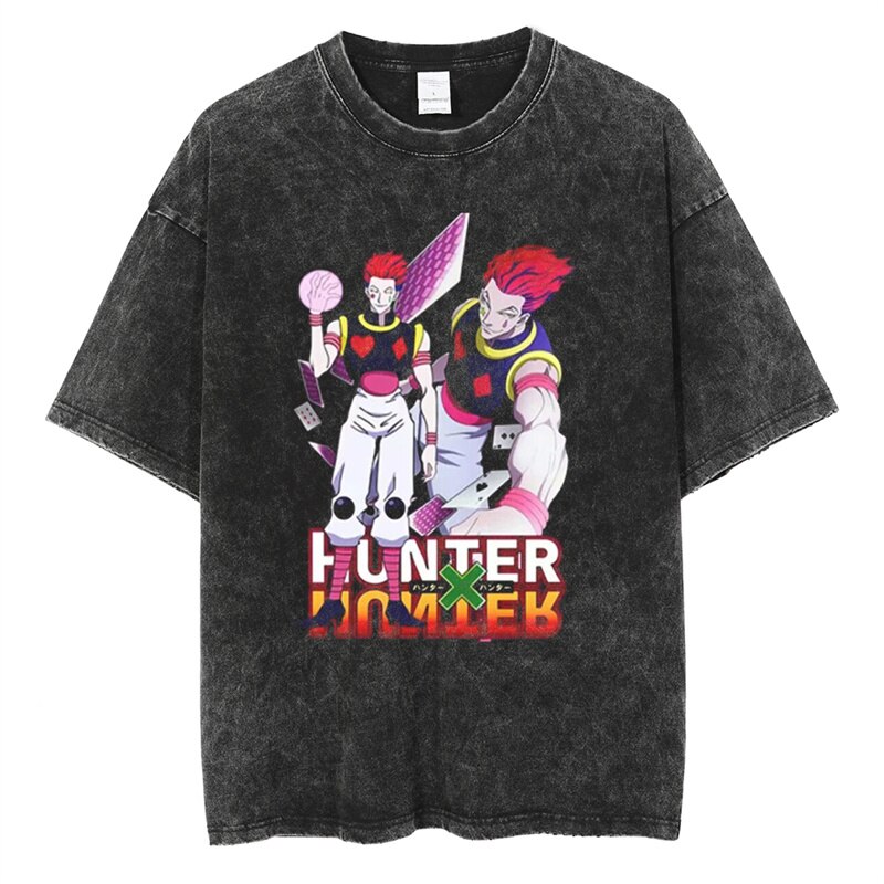 Anime Hunter X Hunter Hisoka Graphic Tees for Men Women Oversize Washed Cotton T Shirt Tops 1 - Hunter X Hunter Shop