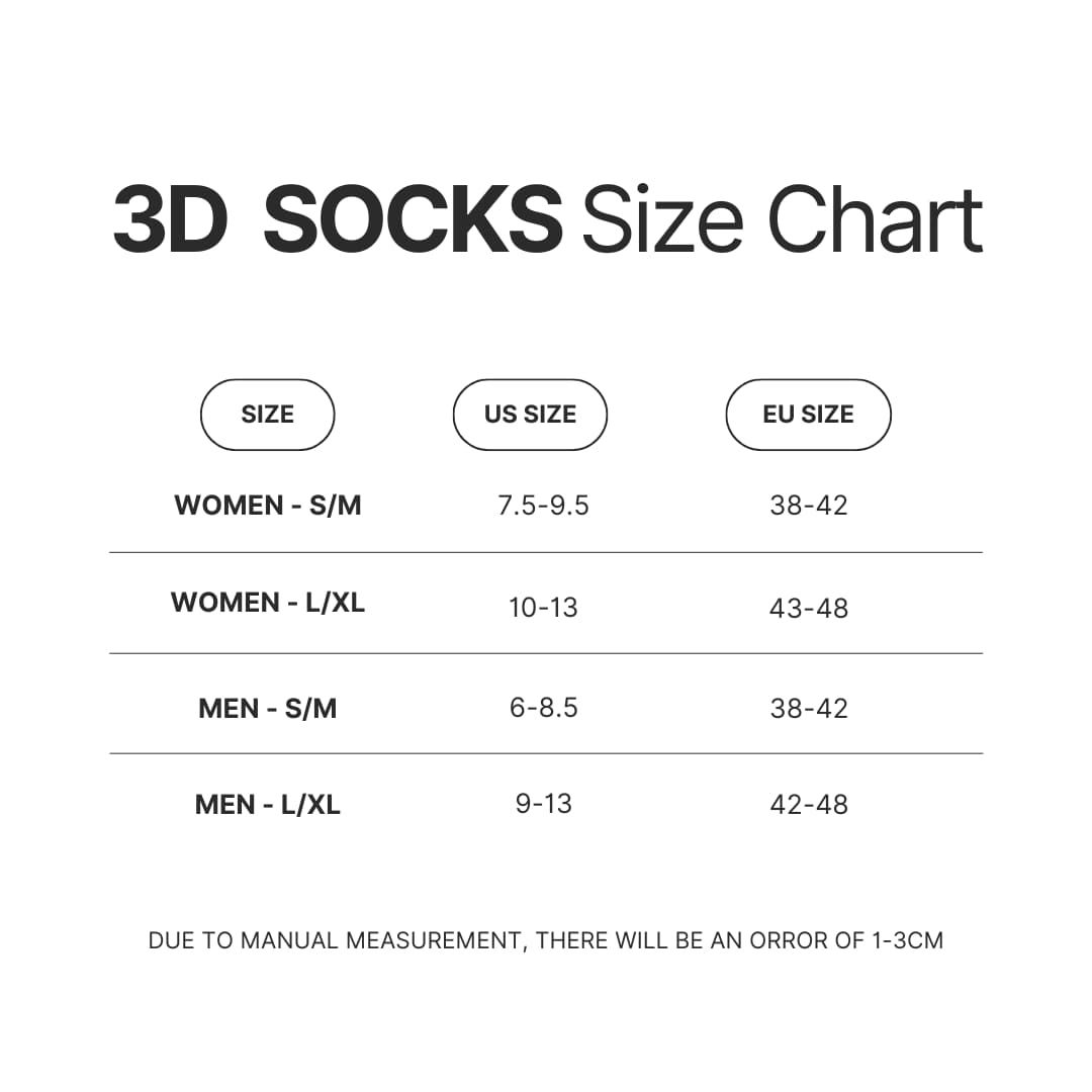 3D Socks Size Chart - Hunter X Hunter Shop
